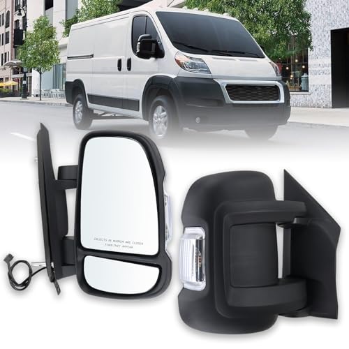 Right Passenger Side Mirror Compatible with 2014-2026 Ram Promaster 1500/2500/3500 with turn signal light manual folding Without Power glass Non-Heated Replace#CH1321417 5VE98JXWAB(2Pins) by Lqito - Used condition - US$70.95