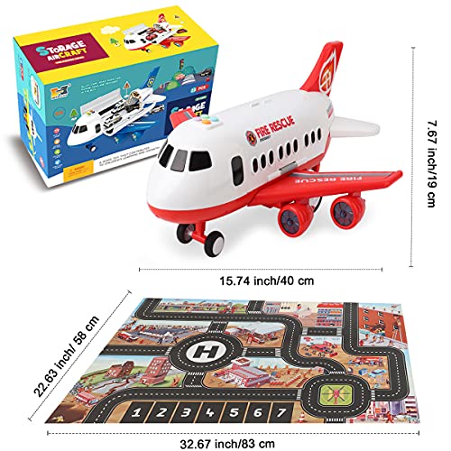 Dwi Dowellin DWIDCP0197 Airplane Toy With Fire Truck Cars And Play Mat,Plane thumb #5