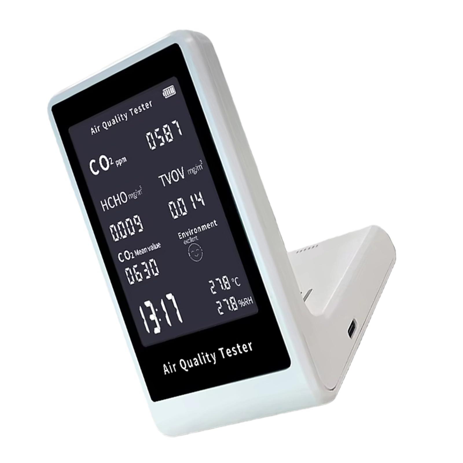 Zepfjhe Air Monitors, Indoor Detects Co2, Formaldehyde, Tvoc, Temperature And Humidity Air Tester Monitor Indoor