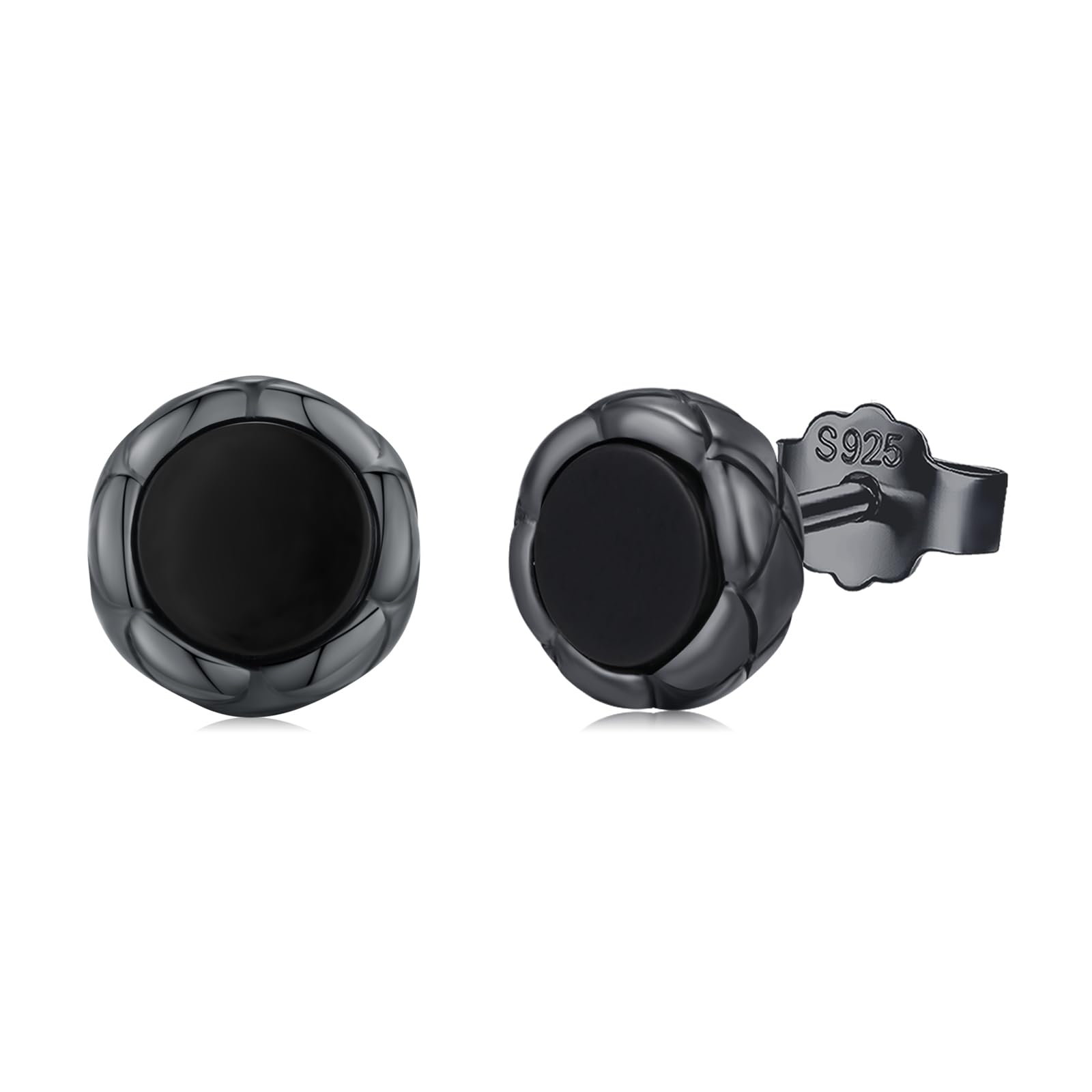 Orecchini neri da uomo, in argento Sterling 925, neri, per donne, 10 mm