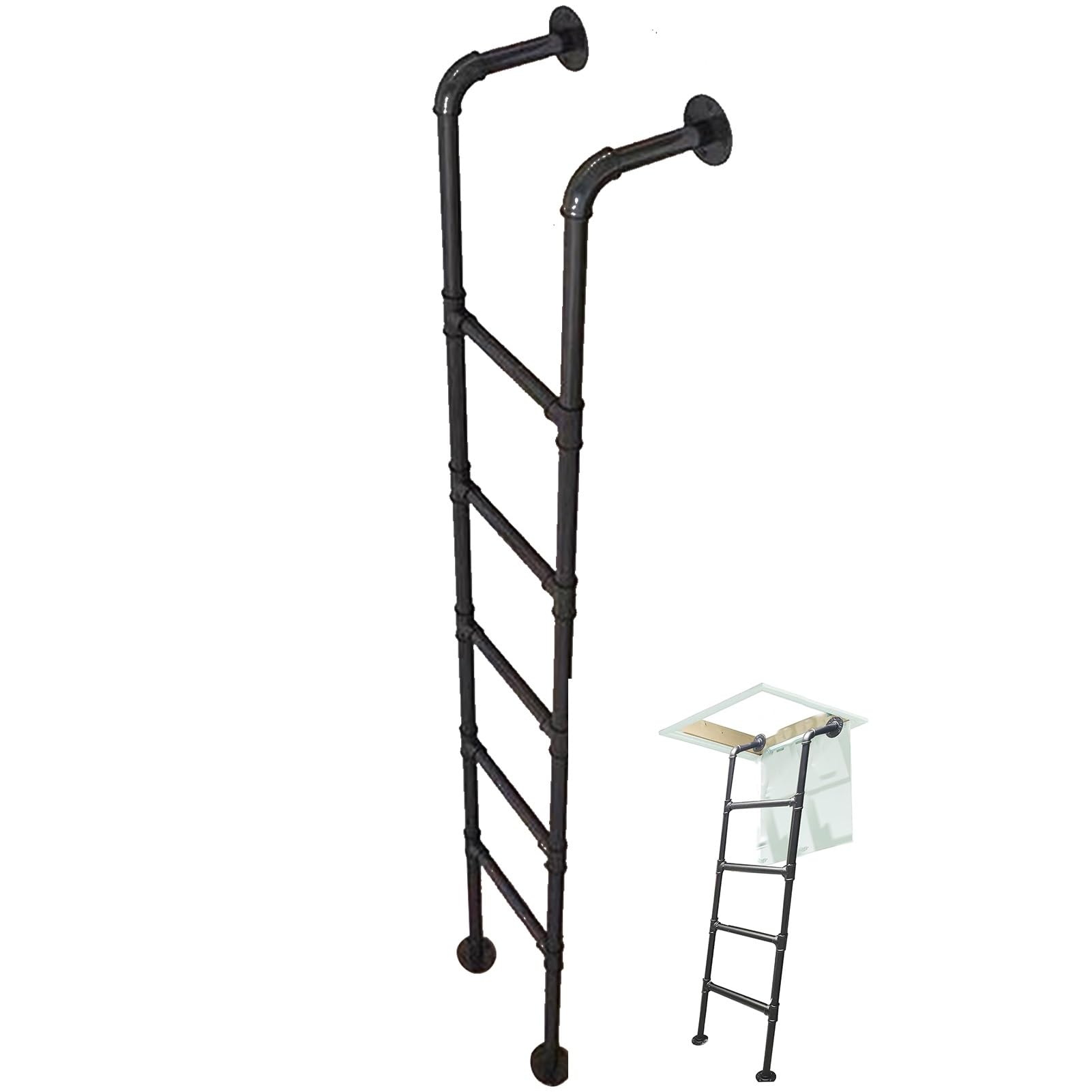 Escalera para cubierta exterior metálica que elimina balanceos al subir