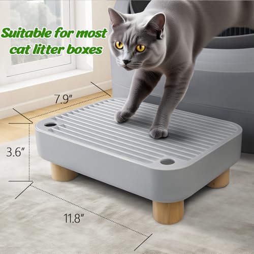 Automatic Litter Box Step with Wooden Top – Removable, Waterproof & Non-Slip Step, Easy Clean Pet Supplies for Cats & Kittens