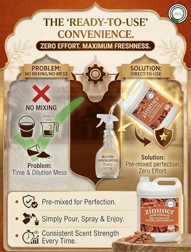 Image of Room Freshener 5L | Mysore Sandalwood | For Spray | Long Lasting Fragrance for Hotels, Offices, Restaurants & Home | Alcohol-Free | No Gas Spray