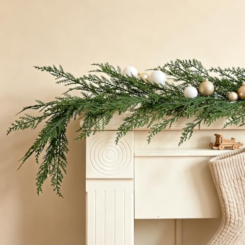 6FT Christmas Cedar Garland, Layered Dimension, Soft-Touch Greenery Garland - image 3