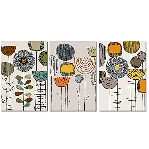Affiches nordiques et impressions scandinaves tournesol abstrait image murale x3