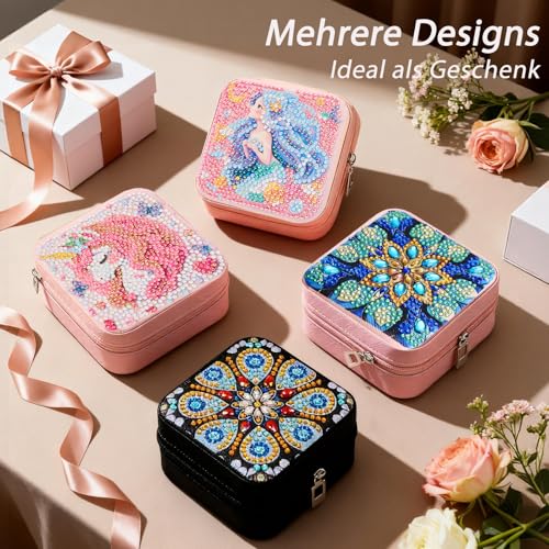 CharySim Diamond Painting Schmuckkästchen Klein Erwachsene Strasssteine Basteln Kleine Geburtstaggeschenke Kreativset Basteln Glitzersteine Mandala Bilder DIY Perlen Bastelset Geschenke für Frauen