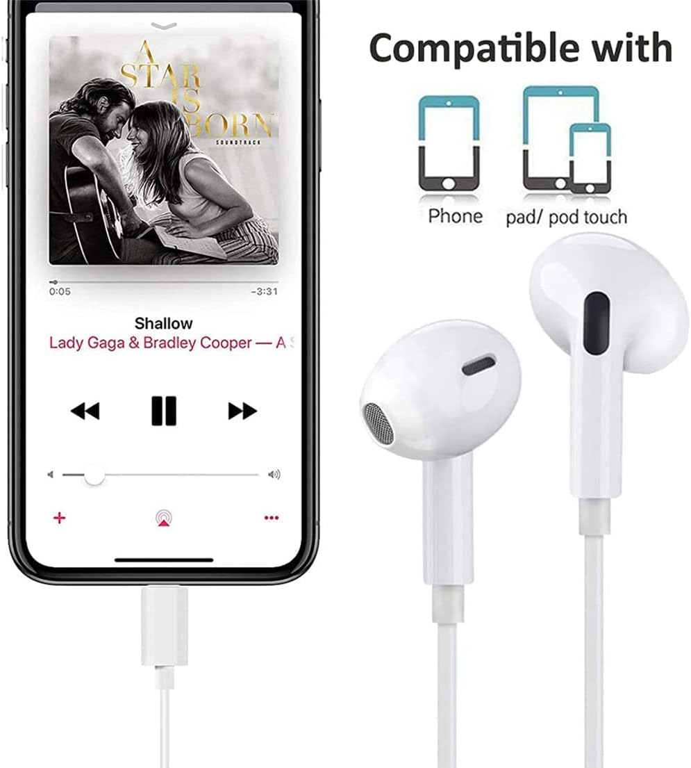 2 Pack iPhone Earbuds Wired Lightning Headphones Noise Isolating (Built-in Microphone & Volume Control)[MFi Certified] Wired in-Ear Earphones Compatible with iPhone 13 Pro Max/12/11/XS/X/7/8 -All iOS