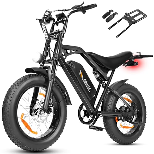 ESKUTE V202 E-Bike für Herren, 20×4 Zoll Fat Tire Offroad Elektrofahrrad mit 48V 20.8Ah Akku, NFC Entsperrung, 80 km Reichweite, Vollfederung MTB für Gelände Schnee Sand