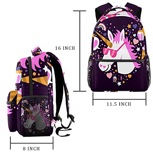 Sac à dos mignon motif licorne multicolore, excellent sac à dos d'école - 2