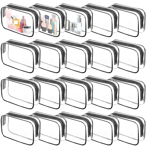 20 bolsas transparentes de aseo de viaje a granel, bolsas de cosméticos impermeables de PVC con cremallera, bolsas de maquillaje transparentes aprobadas por la TSA, para viajes de negocios, vacaciones