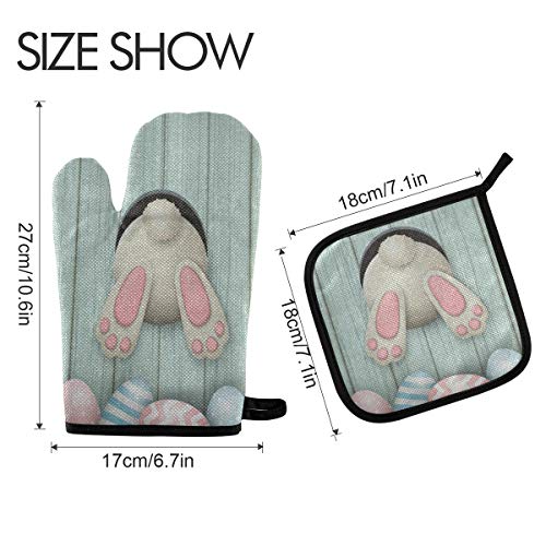 Auuxva Bunny Tail Easter Eggs Oven Mitts And Pot Holders Sets Heat Resistant Cotton Oven Gloves Hot Pads Non Slip Washable Potholder For Cooking Kitchen Grilling Baking Bbq #TOP1
