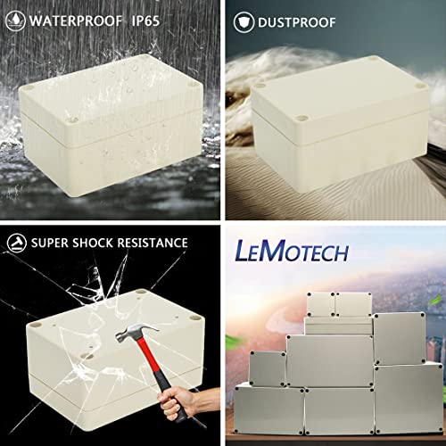 Lemotech Waterproof Dustproof Ip65 Abs Plastic Junction Box Universal Electric Project Enclosure Pale Gray 3.9 X 2.7 X 2 Inch (100 X 68 X 50 Mm) #TOP6