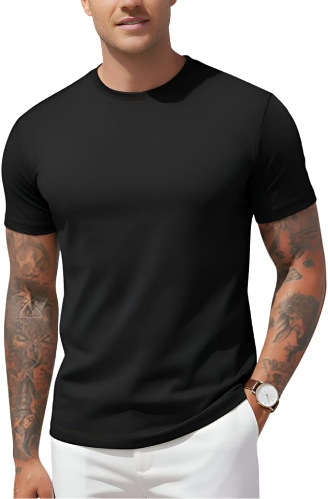 MIKAL Men’s 100% Cotton Crew Neck Soft Premium Casual Fit | Plain Short Sleeve Comfort Fit Stretch T-Shirt