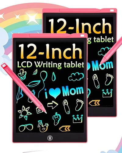 2PCS Tableta de Escritura LCD 12 Pulgadas, Tablero de Dibujo Electrónico, Colorida Pizarra Tableta...