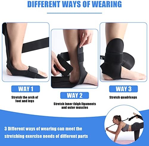 Yoga Stretching Strap Leg Stretcher Strap Ankle Ligament Stretcher Belt with Loops Fitness Leg Stretcher with Sweat Headband for Leg and Foot Stretch Plantar Fasciitis Flexibility Exercise