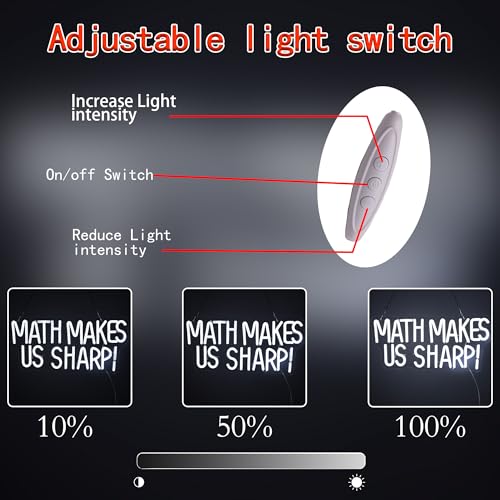 Image of Math Makes Us Sharp Neon Sign,Math Neon Lights for Classroom Decor,USB Powered LED Light Up Signs for Bedroom,Study Room,Party Decorations,Gift for Student,Teachers