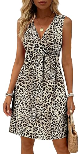 Image of LLHXRUI Sundresses for Women Sleeveless Boho Summer Dress Elegant Vacation Tank Dresses Casual Tunic Short Sun Dress