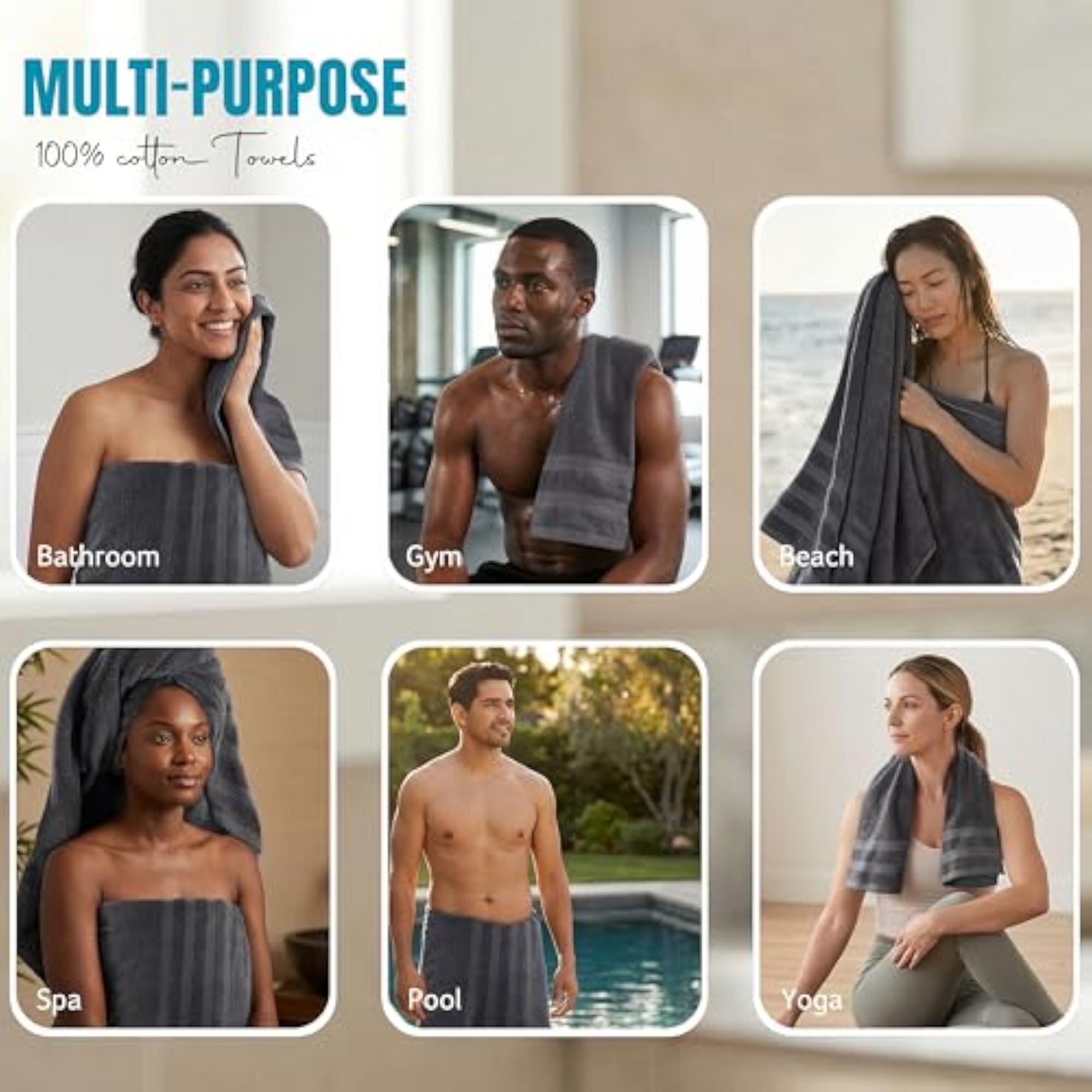 8 Piece Towel Set, Super Absorbent & Quick-Dry