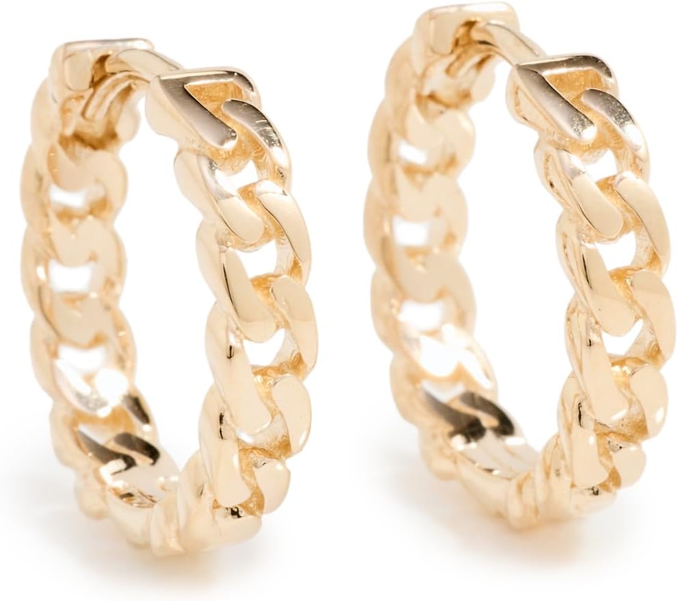 Zoe Chicco Women's 14k Curb Chain Hinged Huggie Hoops, Yellow Gold, One Size