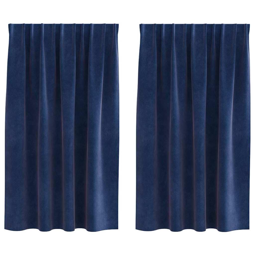 Rideaux occultants 2 pcs Bleu foncé 140 x 140 cm Velours Rideaux Bleu,4107198