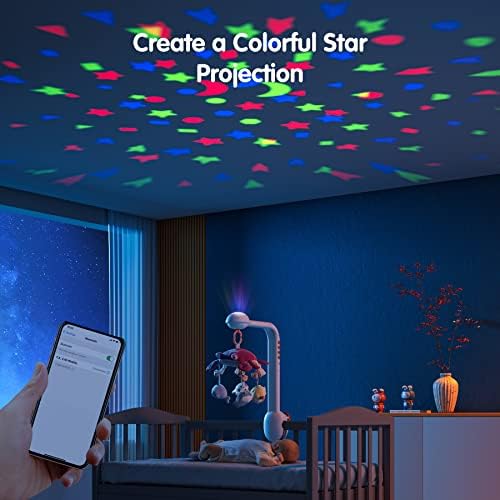 TUMAMA Baby Crib Mobile Set Musical Light Soft Animals Hanging Rattle Toys Mute Spin Motor Nursery Sleeping Machine for Infant 0 3 6 9 Months Newborn Toddler Gifts