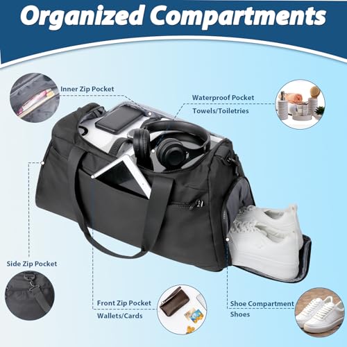 Romon Sports Bag, Travel Bag, Sports Bag, Swimming Bag, Training Bag with Shoe Compartment - Image 3