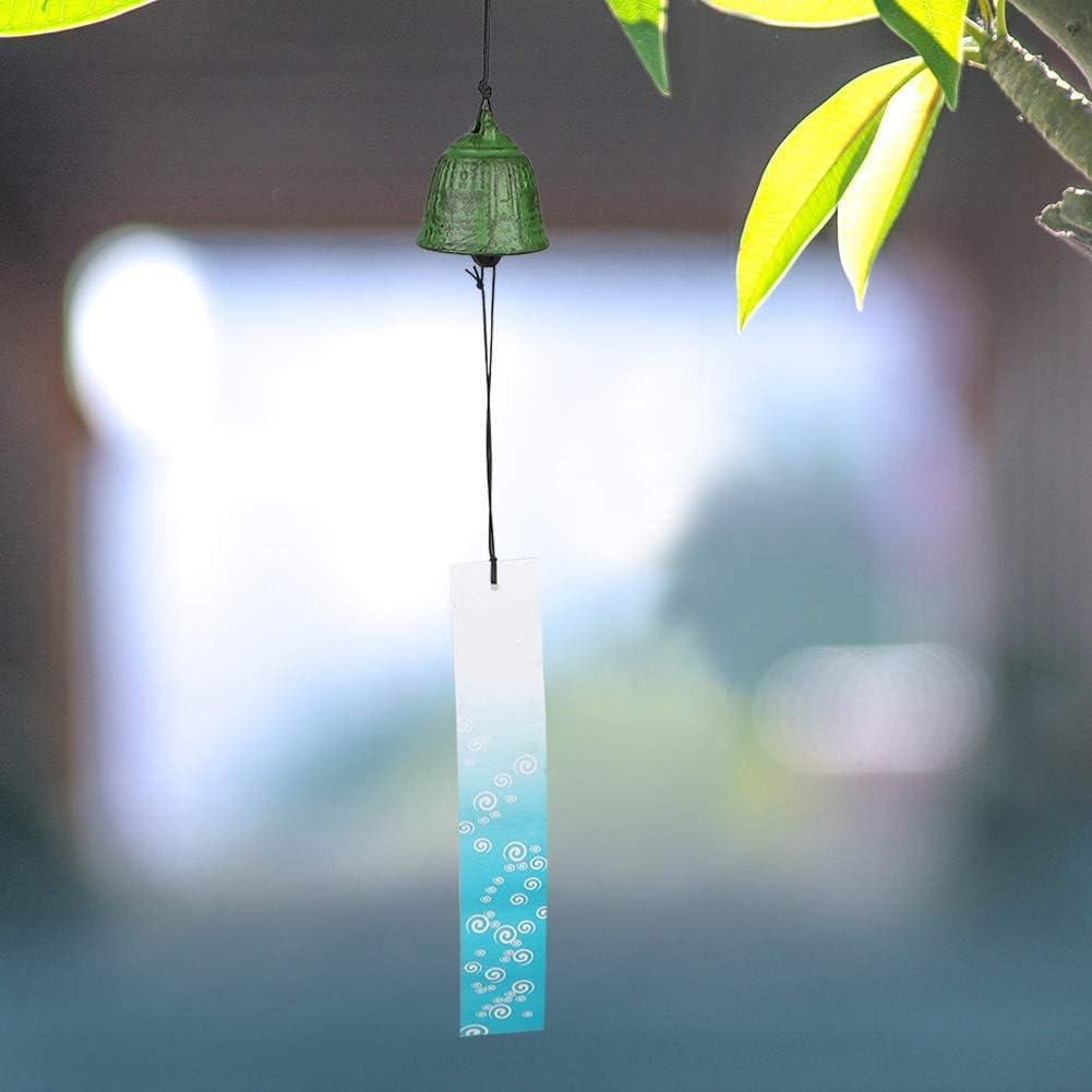 Campana Feng Shui, Campanello Feng Shui Campane a Vento Giapponese in Ghisa Garden Eave Campana del Vento Memorial Campanelli Eolici Verde Decorazione con campana a vento in metallo appesa Campane