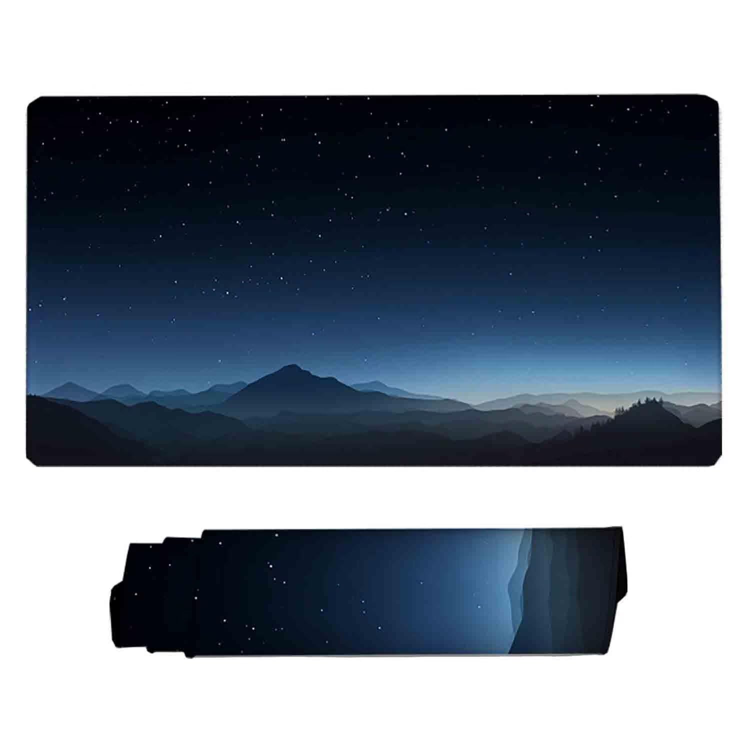 Czarna podkładka pod mysz gwiaździste niebo XXL podkładka pod mysz 1200 x 600 mm ze zszytymi krawędziami i antypoślizgową gumową podstawą podkładka pod mysz XXL do komputera, laptopa, akcesoria