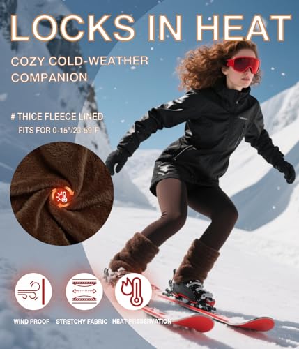 Image of MERYLURE Fleece Lined Tights Women, Winter Warm Opaque Thermal Pantyhose, High Waisted Thick Control Top Leggings
