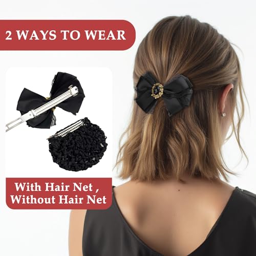 kilofly set 4 piezas pinzas para el cabello moño con red y lazo para mujer miniatura 6
