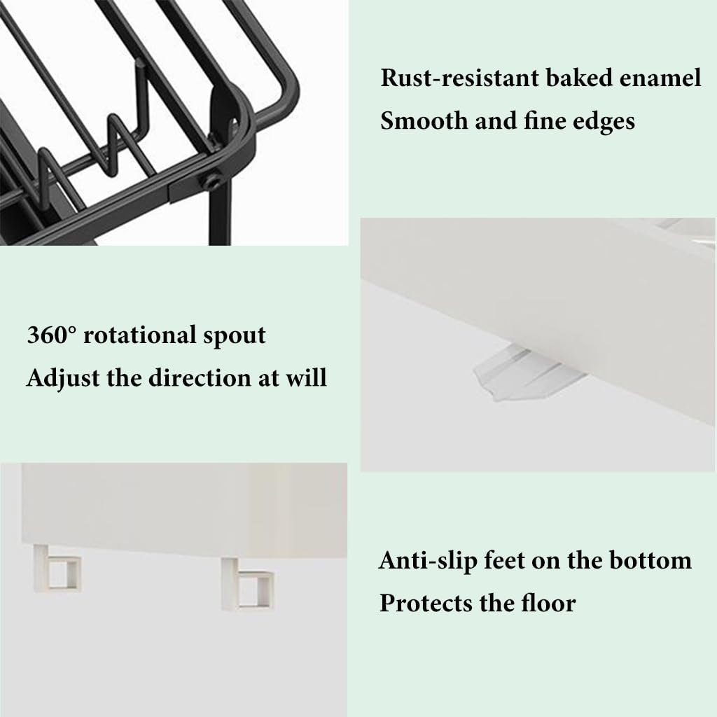 Abtropfgestell Geschirr Mit Ablauf Geschirrtrockner Abtropfgestell Für Die Küchentheke, Geschirr Abtropfständer Abtropfgitter Mit Utensilienhalter Für Arbeitsplatte Organizer Storage ( Color : /White