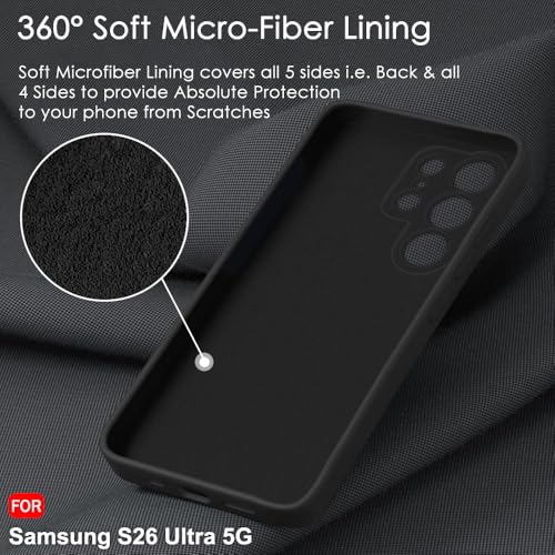 Image of TheGiftKart for Samsung S26 Ultra Case, Liquid Silicone Cover, Soft Micro-Fibre Lining Inside, Raised Edges for Camera & Screen Protection, Shockproof Galaxy S26 Ultra Back Cover (Silicone, Black)