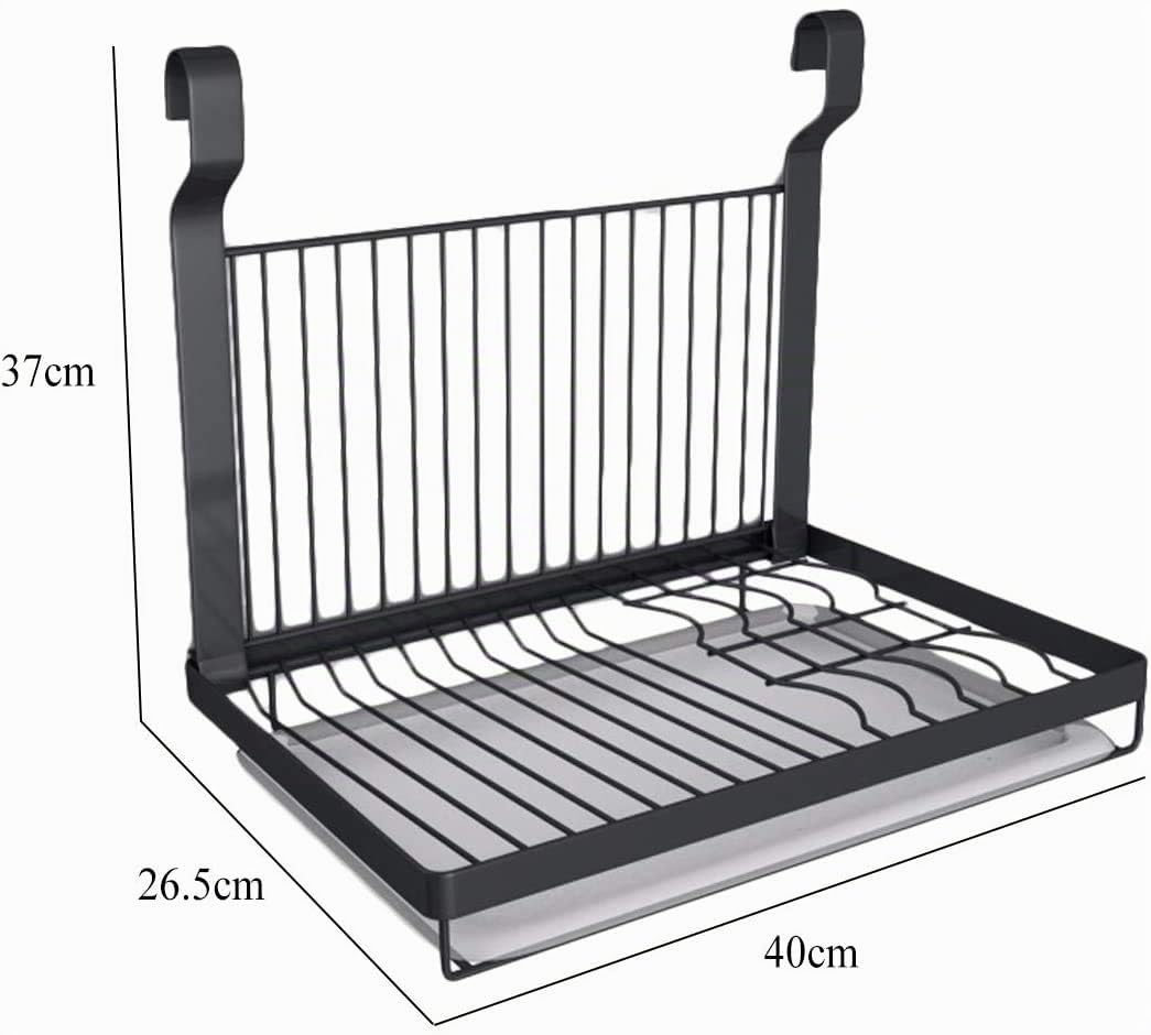 TentHome Égouttoir à Vaisselle Pliable Mural en Acier Inoxydable Noir Mat, 40 x26,5cm