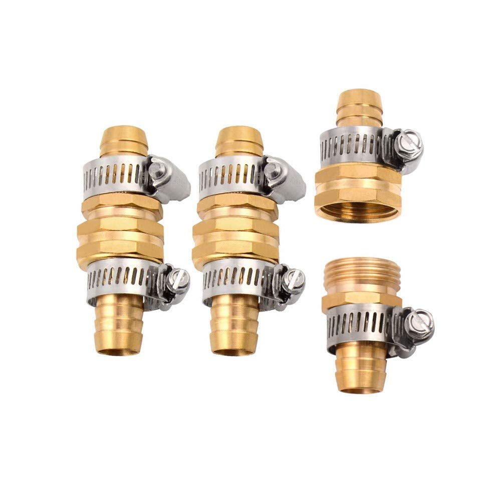 Buy Ewook 3Sets Brass 5/8" Garden Hose Mender End Repair Male Female