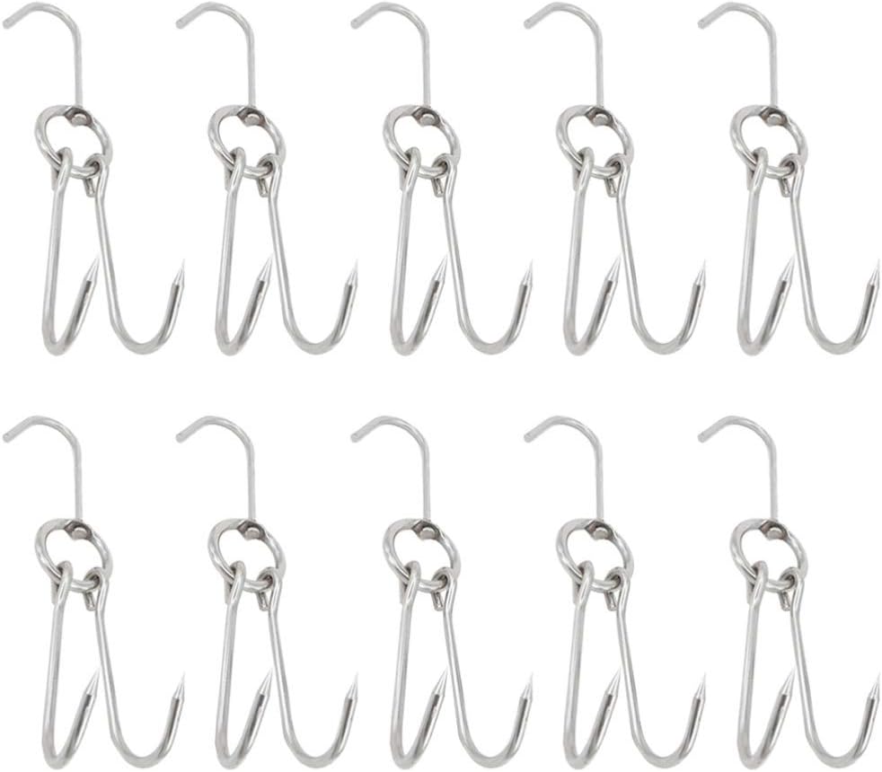 DOITOOL 10 Pcs Stainless Steel Roast Duck Hooks 9 Inch Meat Hanging Hooks for BBQ Smoking Poultry Kitchen and Outdoor Cooking Tools
