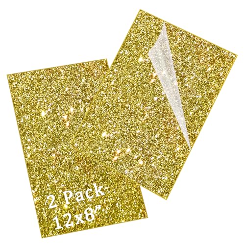 Image of Glitter Acrylic Sheets 12 inchx8 inch 1 /8 inch Thick, Gold, 2 Pack | Cast Sparkly Acrylic, 3mm Thickness, For Laser Cutting & Engraving, Invitation Blanks & Signs, Festival Decorations