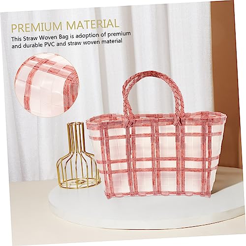 VALICLUD Transparent Straw Woven Bag Lightweight Wedding present Handbag for Outdoor Picnics Travel Daily Use3