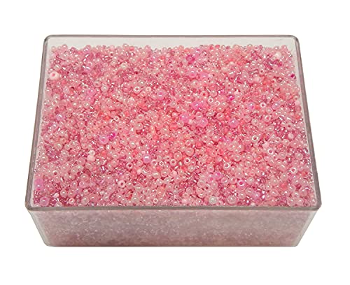 Perlin Pack of 3000 Glass Seed Beads 2 mm 3 mm 4 mm Round Pony Beads Mixed Sizes Colour Mix (Pink), 2mm 3mm 4mm - Image 3