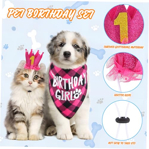 Set de disfraces de cumpleaños para mascotas POPETPOP miniatura 3