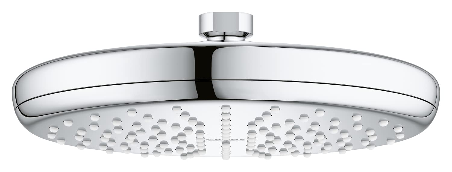 GROHE Vitalio Start 210- Ducha mural redonda 21 cm (1 chorro, limitador caudal 9.5l/min, sistema antical, presión mín. 1 bar), cromo, 26415000