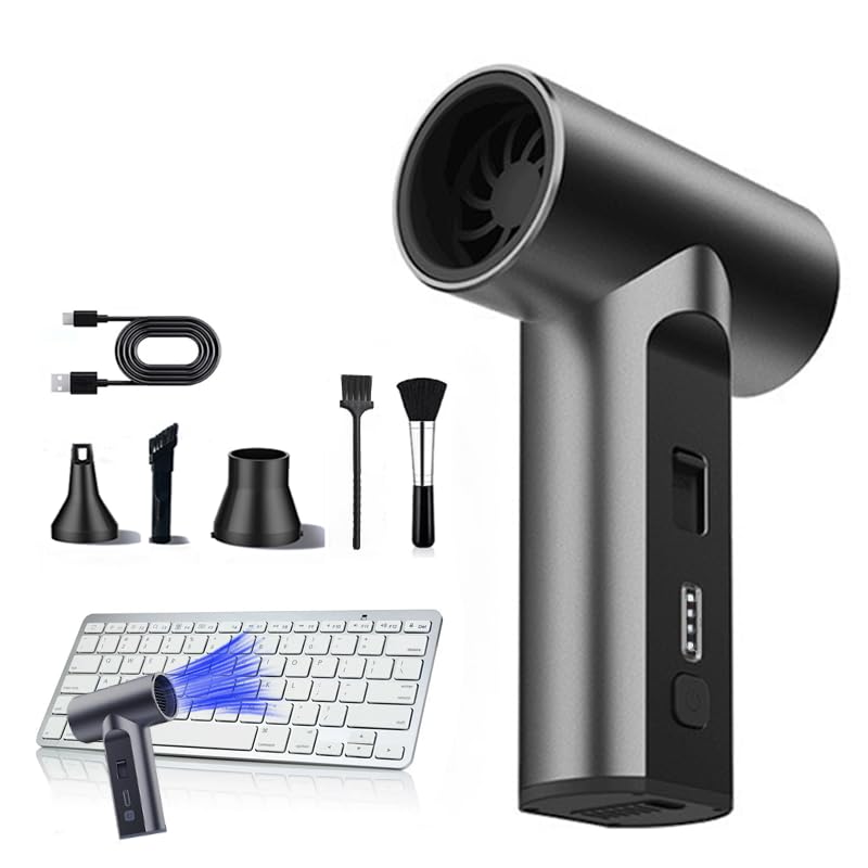 VORMIVIOT 110000 RPM Electric Air Duster USB Charging Rechargeable Brushless Motor Durable Blower Dust Blower for Computer, Keyboard, Outdoor, House and Car (Gray)