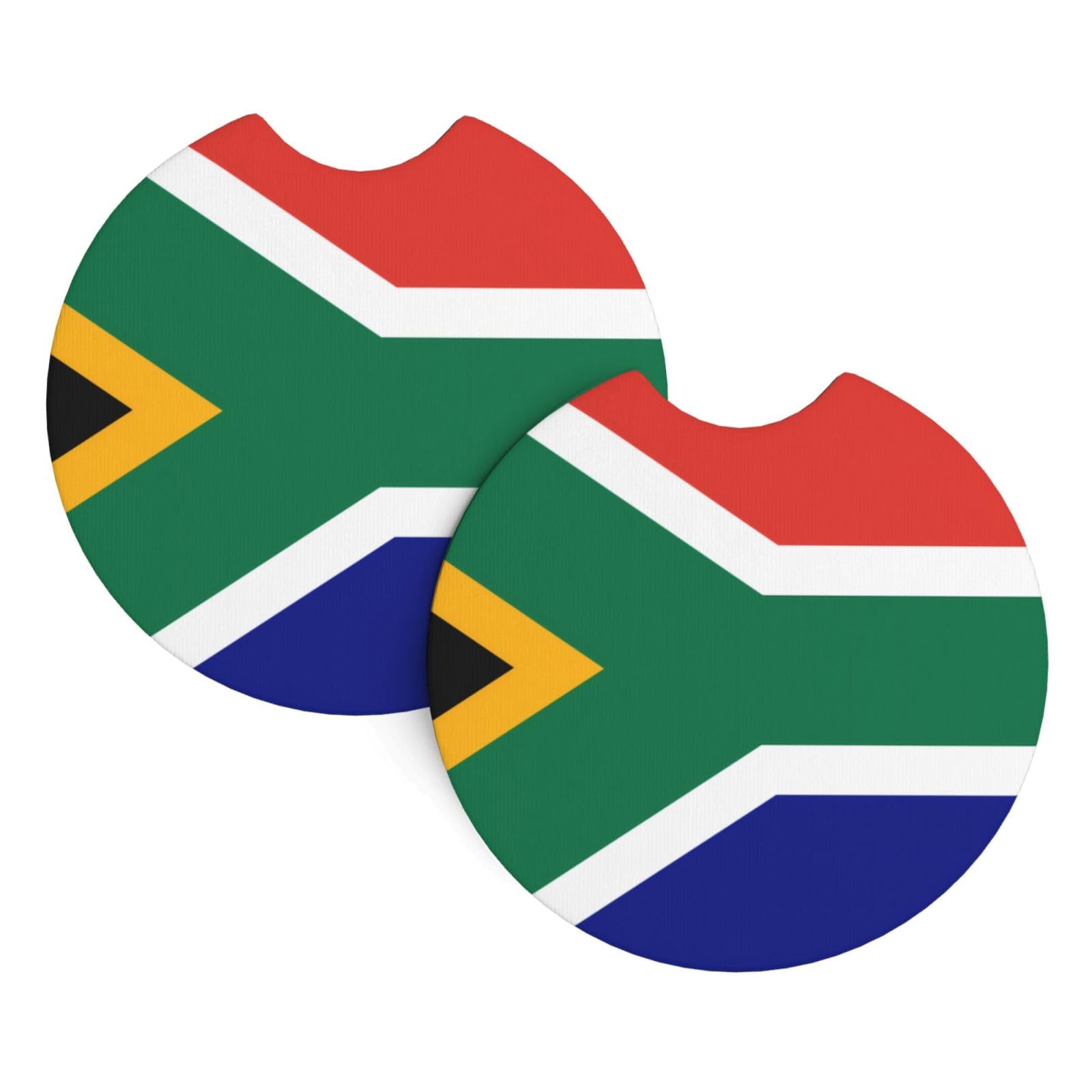 South African flag Car Interior Cup Holder Pad 2 PCS Car Coasters Scratch-resistant Odorless for Most Cars