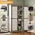 Outdoor Storage Cabinet with Shelves, Lockable Garden Shed, Wood & Plastic Weatherproof Outside Tool Cabinet for Patio, Backyard, Balcony White