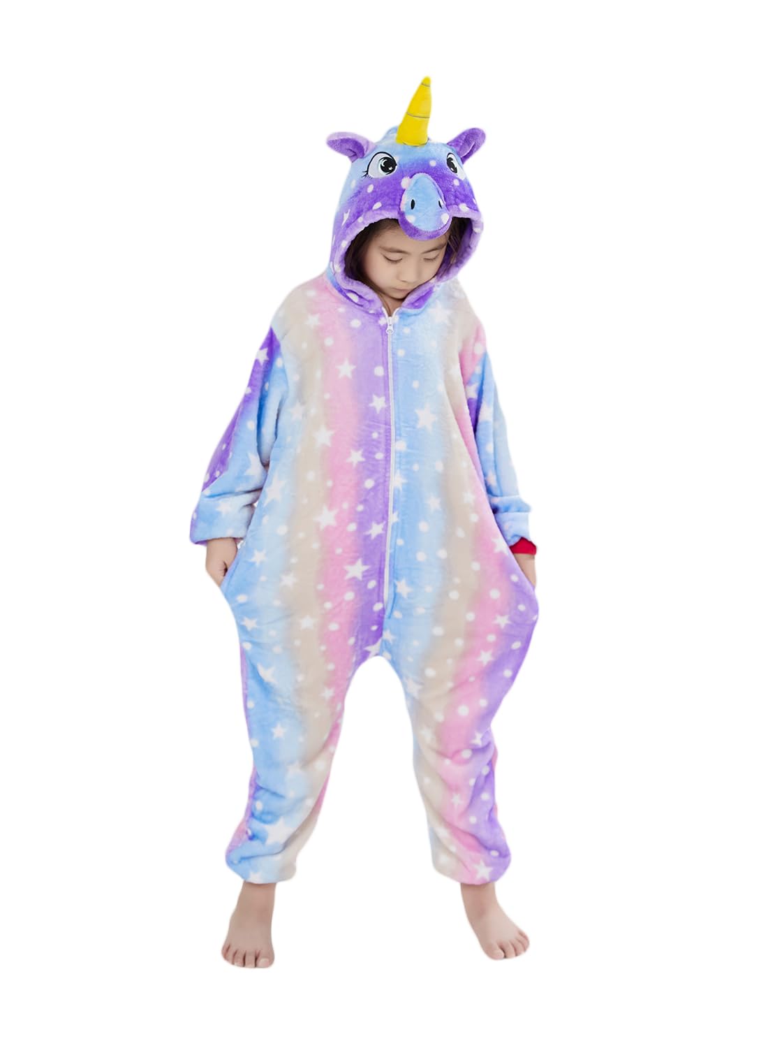 HQFURS Unicorn Onesie for Kids Animal Pajamas Cosplay Halloween Unisex Costume
