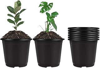 Nursery Pots 50 PCS Plastic Plant Pot Flower Pots Seed Pot Starter Pot for Seedling Nursery Supplies Grow Pot Planter Flower Pot Container for Seedling Cultivation (6 Inch 50PCS, Black)