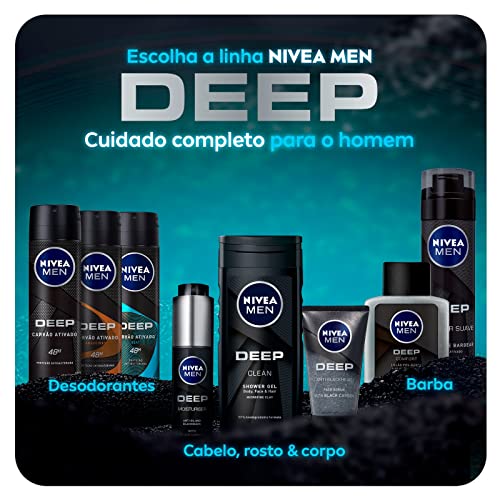 NIVEA MEN Shower Gel Deep 3 em 1 250ml - Limpeza completa, higieniza o corpo, rosto e cabelo, fragrâ