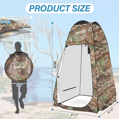Image of AKOZLIN Portable Pop Up Shower Privacy Shelters Instant Tent Dressing Changing Outdoor Camping Toilet Tent Camouflage