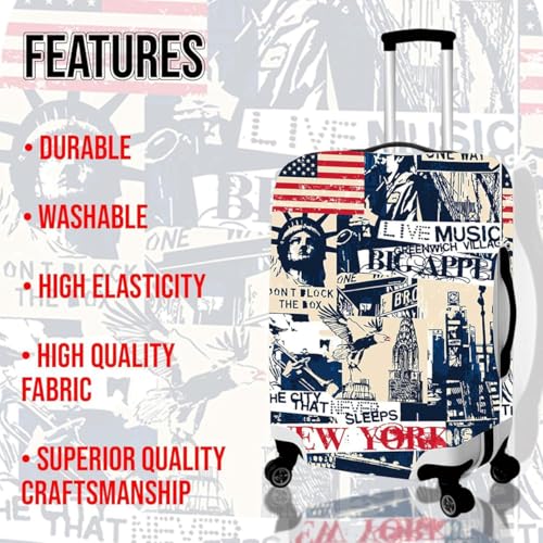 Image of Printed Luggage Cover for Traveling Bag & Suitcase - Stretchable & Scratchproof Trolley Protector with Velcro Lock & Lightweight Washable Material(Suitcase Bag Not Included, Only Cover in Product)