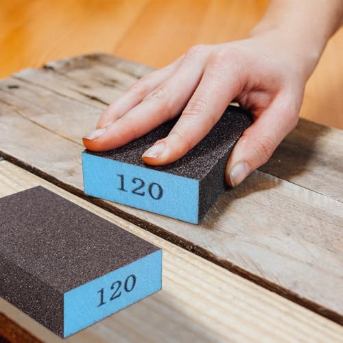 Image of Romeda 8-Pack Sandpaper Block, 120 Grits Washable and Reusable Handmade Sanding Sponge, Drywall Sandpaper Blocks for Wooden Drywall Sheetrock and Metal Glazing
