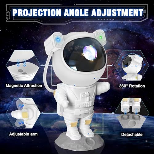 Image of Oblivion Astronaut Projector 1 Pc - Robot Sky Space Stars Light Galaxy Projector Night Lamp for Bedroom & Kids - Starry Sky Nebula Projector Light for Home, Party, Relaxation & Children's Room Decor